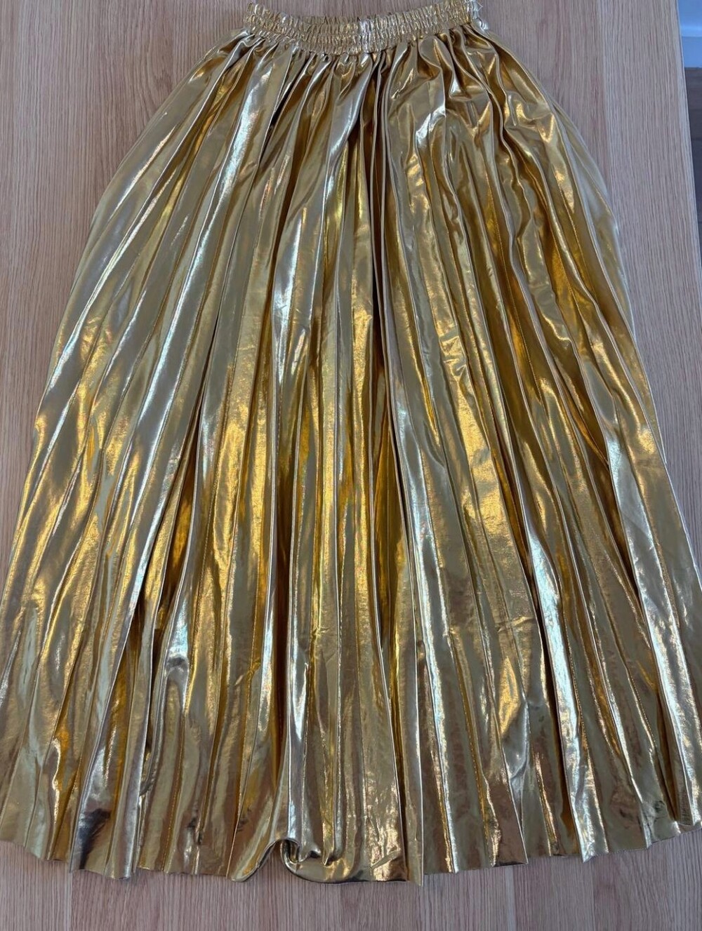 Metallic Gold Pleated Skirt